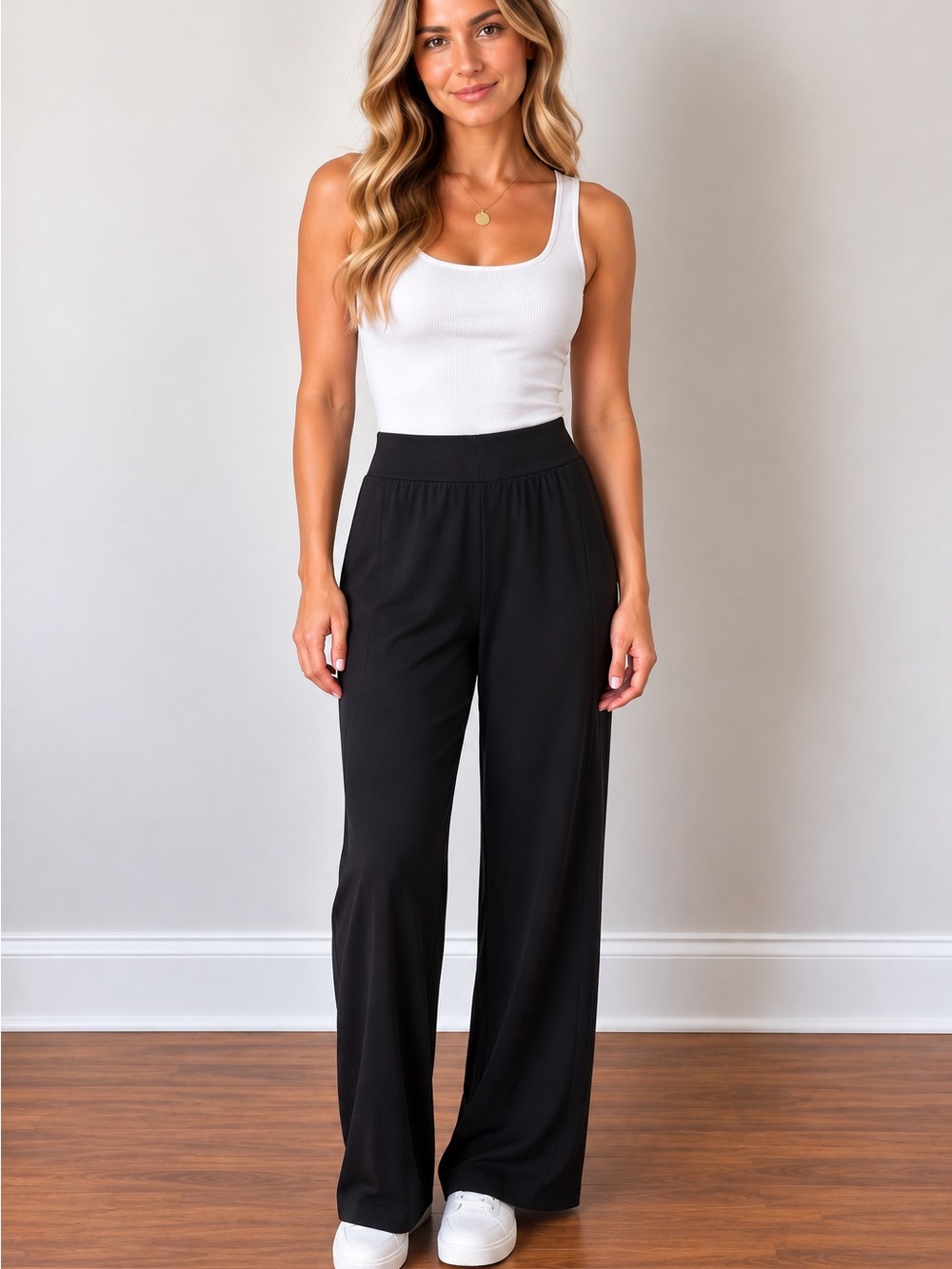 SPANX Black Wide-Leg Pull-On Pants